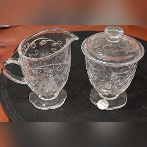 Princess House New In Box Crystal cream & sugar set Fantasia